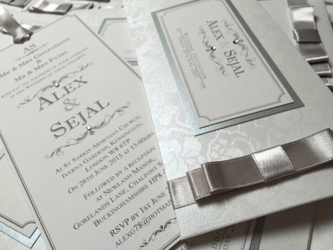 Silver pocket wedding invitation - Perfect Day Weddings