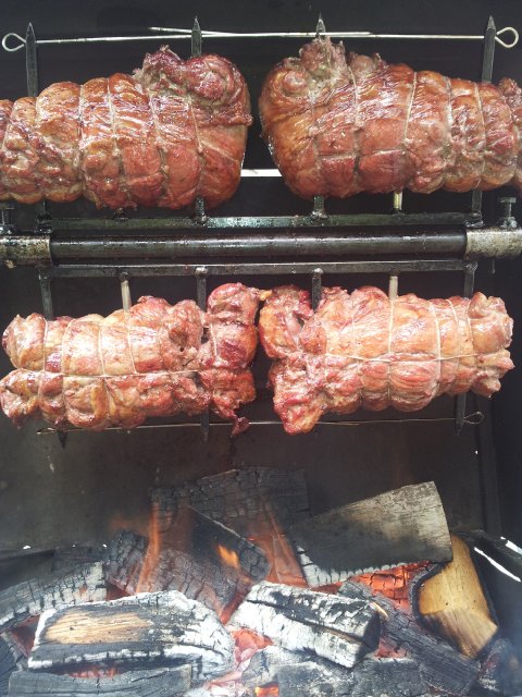 Legs and shoulders of lamb on the spit roast - Claires Kitchen