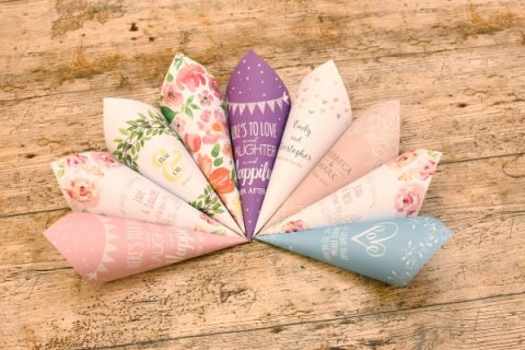 Personalised Confetti Cone examples - Shropshire Petals