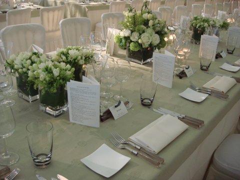 Table set up in a London square - At home catering
