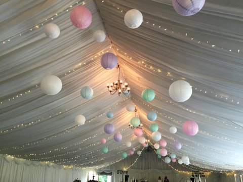 Fairylight Canopy combined with hanging lanterns - Make Believe Events