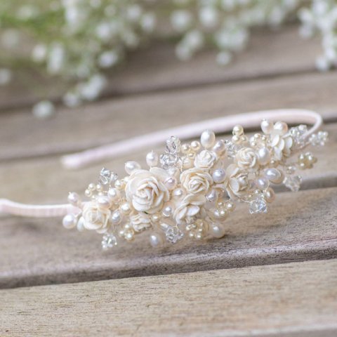 Rose Side Headpiece - White Designs