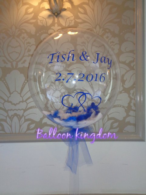 personalised bubble balloon with feathers - Balloon and party Kingdom