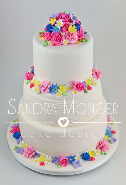 Summer Flowers Wedding Cake - Sandra Monger Cake Design