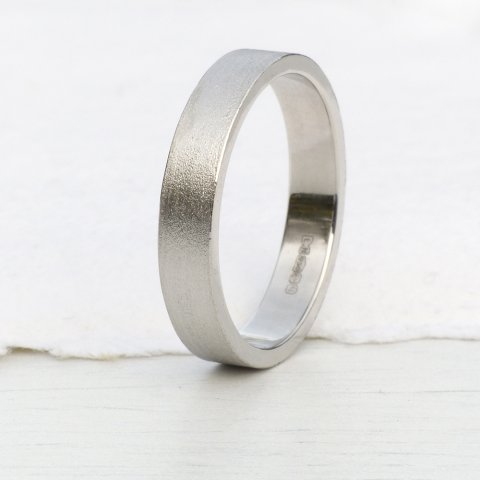 4mm wide Platimun Band with a Spun Silk Finish - Lilia Nash Jewellery