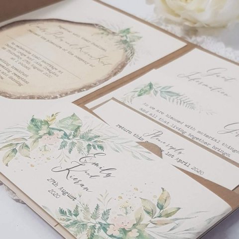 woodland pocketfold wedding invitation - byjo.co.uk wedding stationery