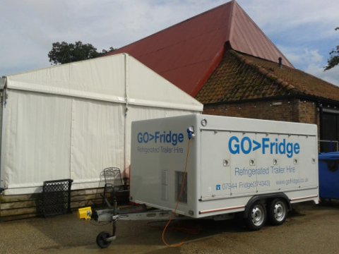 One of our trailers outside the marquee keeping everything fresh. - GO Fridge