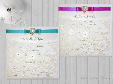 Laser Cut Pearl and Lace Wedding Invitation - Elegant Wedding Stationery and Luxury Table Plans