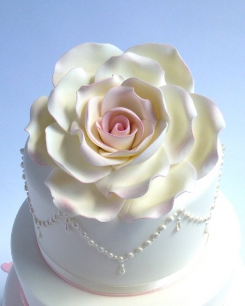 From This Moment sugar rose topper - Karen's Cakes 