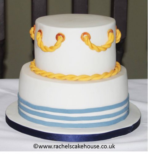 Two tiered sponge cake, delicious chocolate mud cake, and vanilla Madeira cake for Sailor's wedding. - Rachel's Cake House