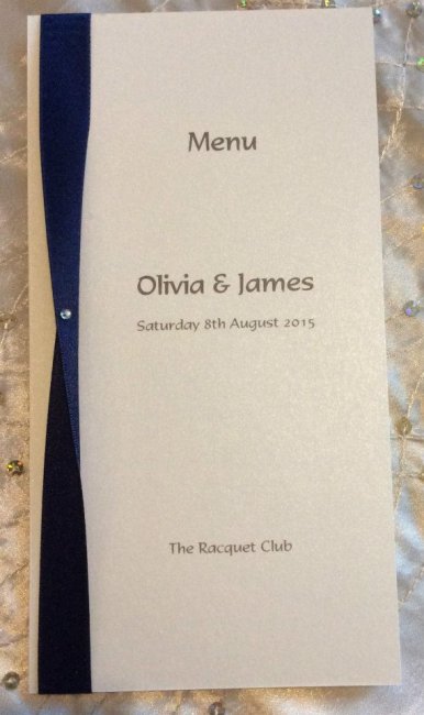 Handmade Menu with Ribbon trim - CAS Wedding Stationery