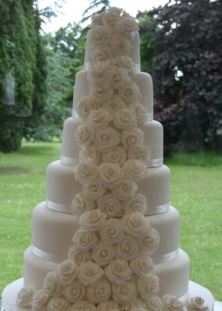 Cascade of white roses cake - Melanie Ferris Cakes
