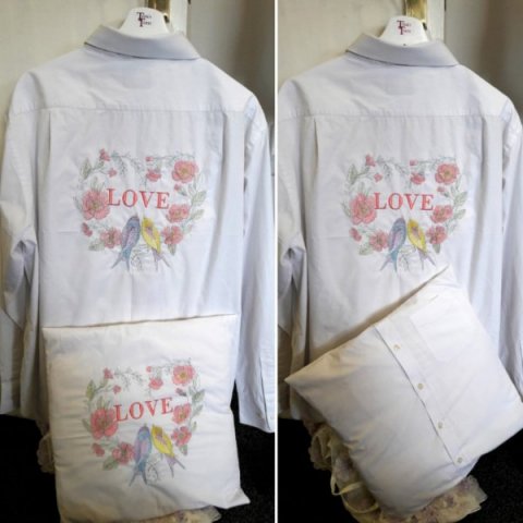 Embroidered memory shirt and memory cushion - Tessa's Tiaras