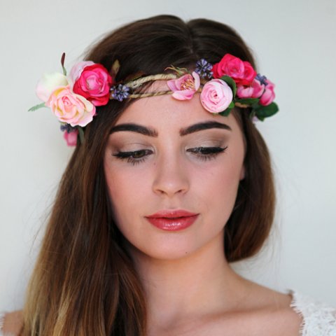 Small Pink Roses Flower Crown - Nancy and Flo - Wedding Hair Accessories