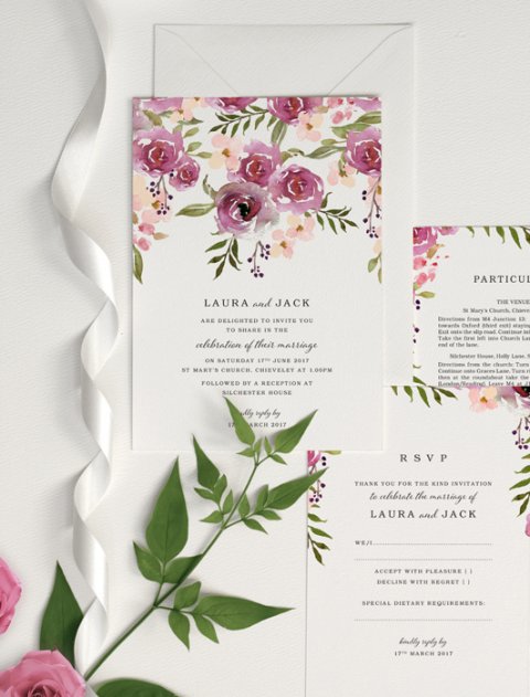 Blossom and Roses Wedding Stationery - With love wedding stationery