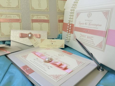 Peach bespoke wedding stationery suite - Perfect Day Weddings