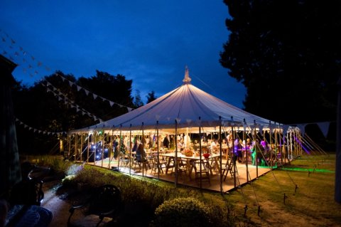 Traditional Marquee at Night - Burgoynes Marquees