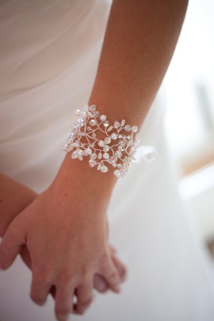Florence Bridal Cuff Bracelet. Handwired freshwater pearls, swarovski pearls and crystals are intricately wired into this gorgeous filigree design. Available in alternative colourways. - www.pswithlove.co.uk