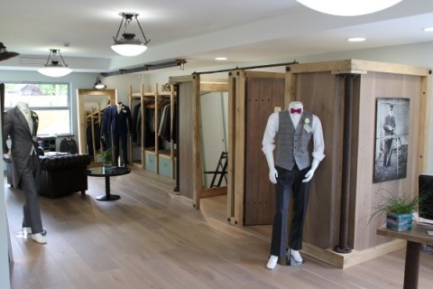 The unique rustic interior of the shop - Chimney Formal Menswear