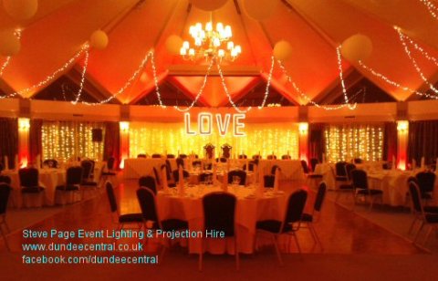 mood lighting hire with fairylight roof and backdrops at teh Atholl Palace Hotel - Steve Page Lighting Hire