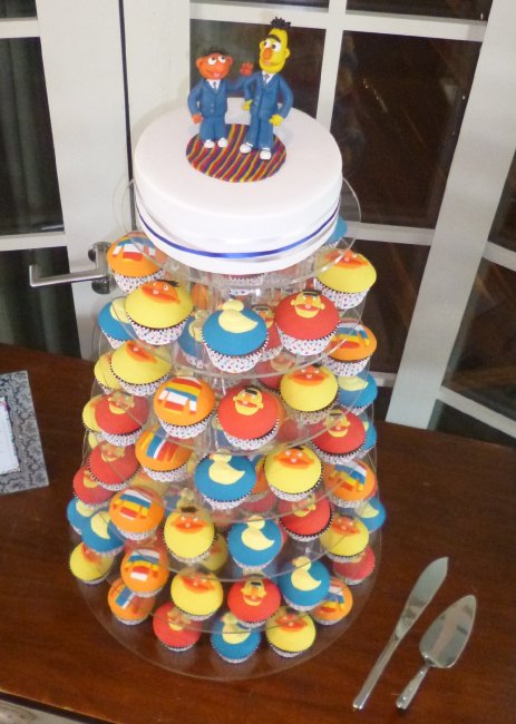 Burt & Ernie Cupcake Tower - Caroline's Cake Company