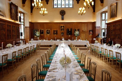 Hall wedding with long tables - The Honourable Society of Gray's Inn