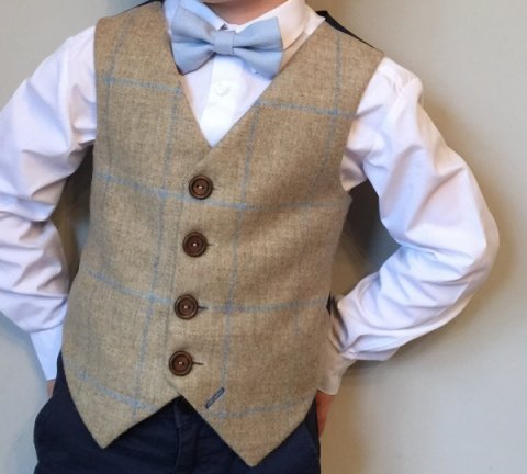 British Tweed Check Boys waistcoat 'Walt' - littleladiesandlords