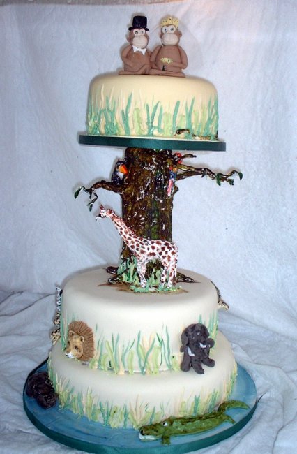 Jungle Themed Cake with Tree pillar - Elizabeth Ann's Confectionery