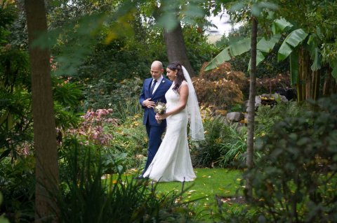 Wedding couple in Secret Garden - Regent's University London