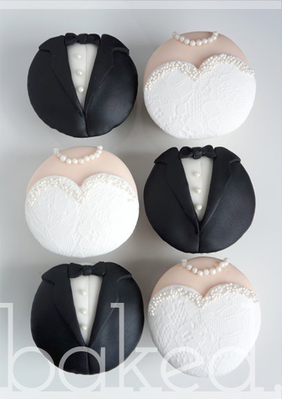 Bride and groom cupcakes - Baked Cupcakery