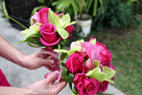 Hot pink bridesmaid bouquet - Bottom Of The Garden Flowers