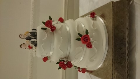 Cakes Beautiful White & Red Rose Wedding Cake - Cakes Beautiful