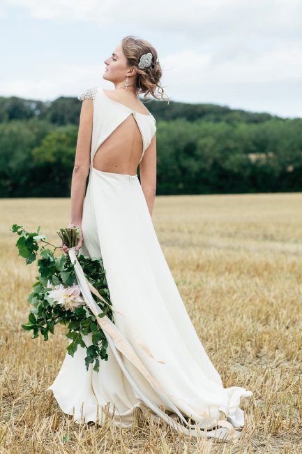 Heavy crepe dress with open back - Kate Edmondson Bridal Couture