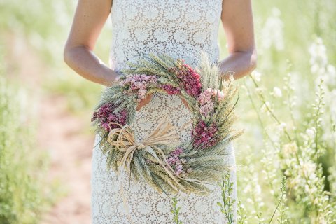 Pink Wheat Wreath - Shropshire Petals