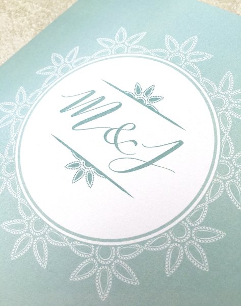 Audrey Invitation Front in Duck Egg - Happy Day Design Ltd