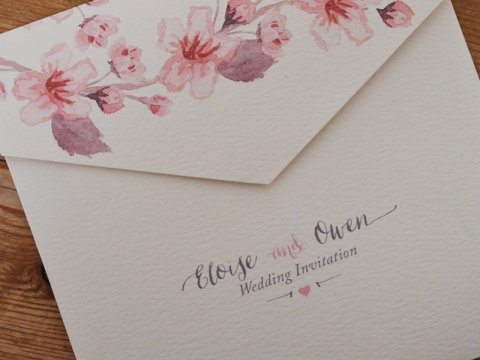Cherry Blossom Wallet Wedding Invitations by On Cloud Nine - On Cloud Nine