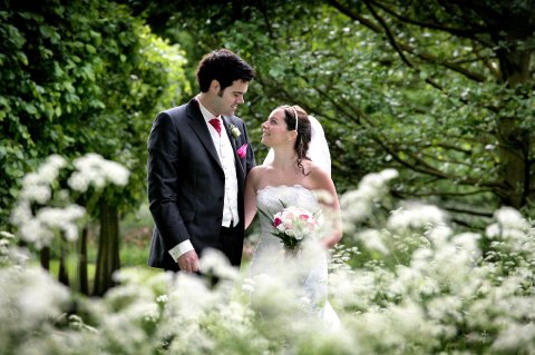 Bride and Groom in Brooksby Hall grounds - Brooksby Hall