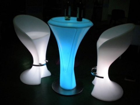 LED Poseur Table & Bistro Chairs - Glo Furniture