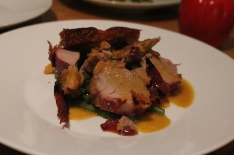 Tenderloin of Pork wrapped in Parma Ham with Warm Orange Vinaigrette on a bed of French Beans - Benson's Catering Limited