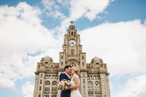 External shot of Liver Building with couple - The Venue at The Royal Liver Buidling