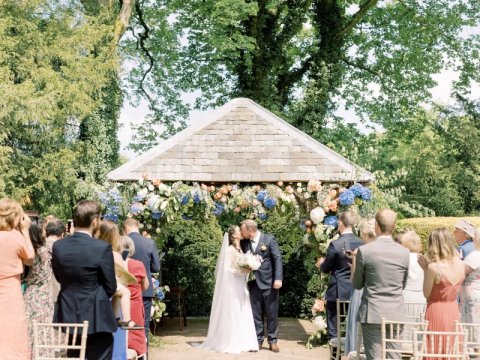 Ceremony on the garden pavilion - Askham Hall
