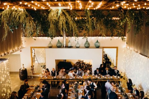 Long tables inside the venue - Houchins Wedding Venue