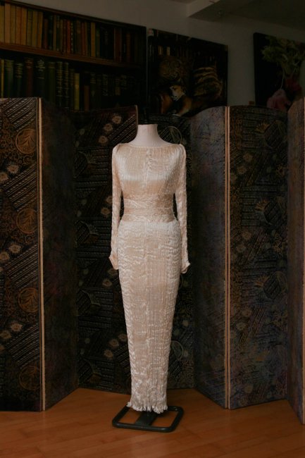 Lauder Wedding Dress Hand Pleated Silk - Charles and Patricia Lester Ltd