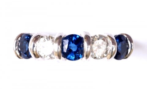 Sapphire, diamond and platinum half-hoop ring £2750 - N.Bloom & Son