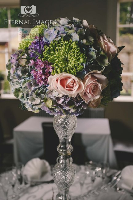 Fantail Florist Wedding Centrepiece at Wortley Hall - Fantail Designer Florist
