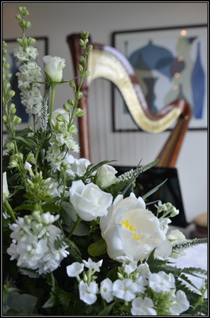 harp and flowers - Meredith McCracken - Harpist