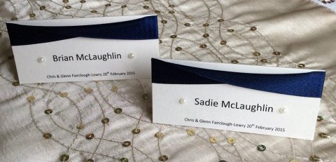 Handmade Placecards with ribbon - CAS Wedding Stationery