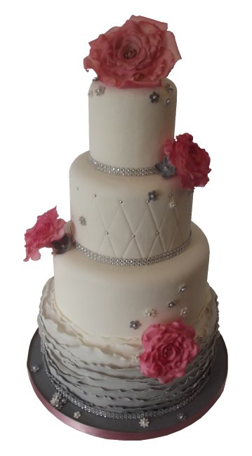 Silver Grey Ombre Ruffles Wedding Cake - Cakes Individually Iced