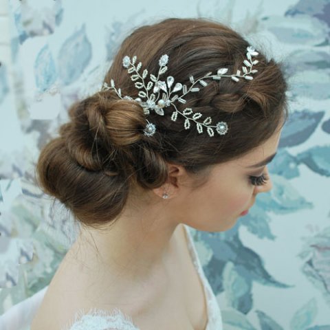 Silver Leaf Hair Vine - Nancy and Flo - Wedding Hair Accessories