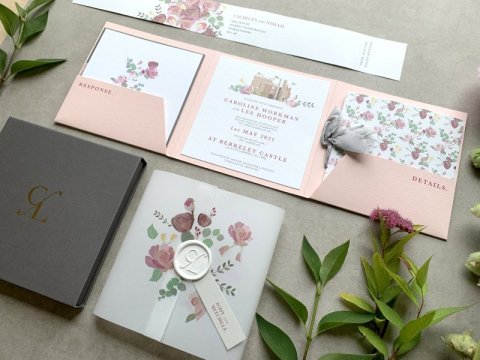 Boxed Wedding Invitations at Berkeley Castle - Deabill and Quince